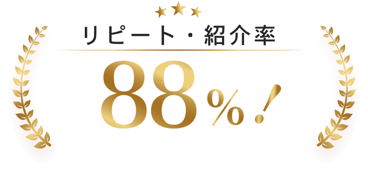 リピート・紹介率88%!